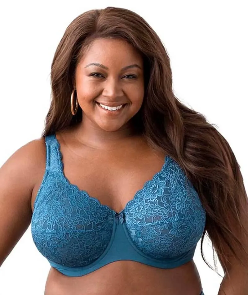 Elila Full Coverage Stretch Lace Underwired Bra - Teal