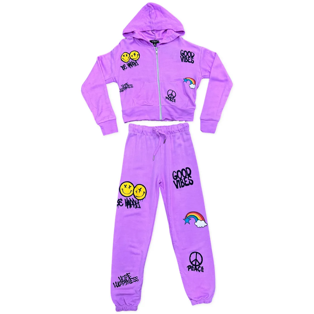 FBZ Neon Purple Good Vibes Joggers