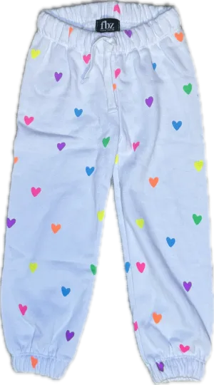 Flowers By Zoe-  Multi Color Heart Pants (White)