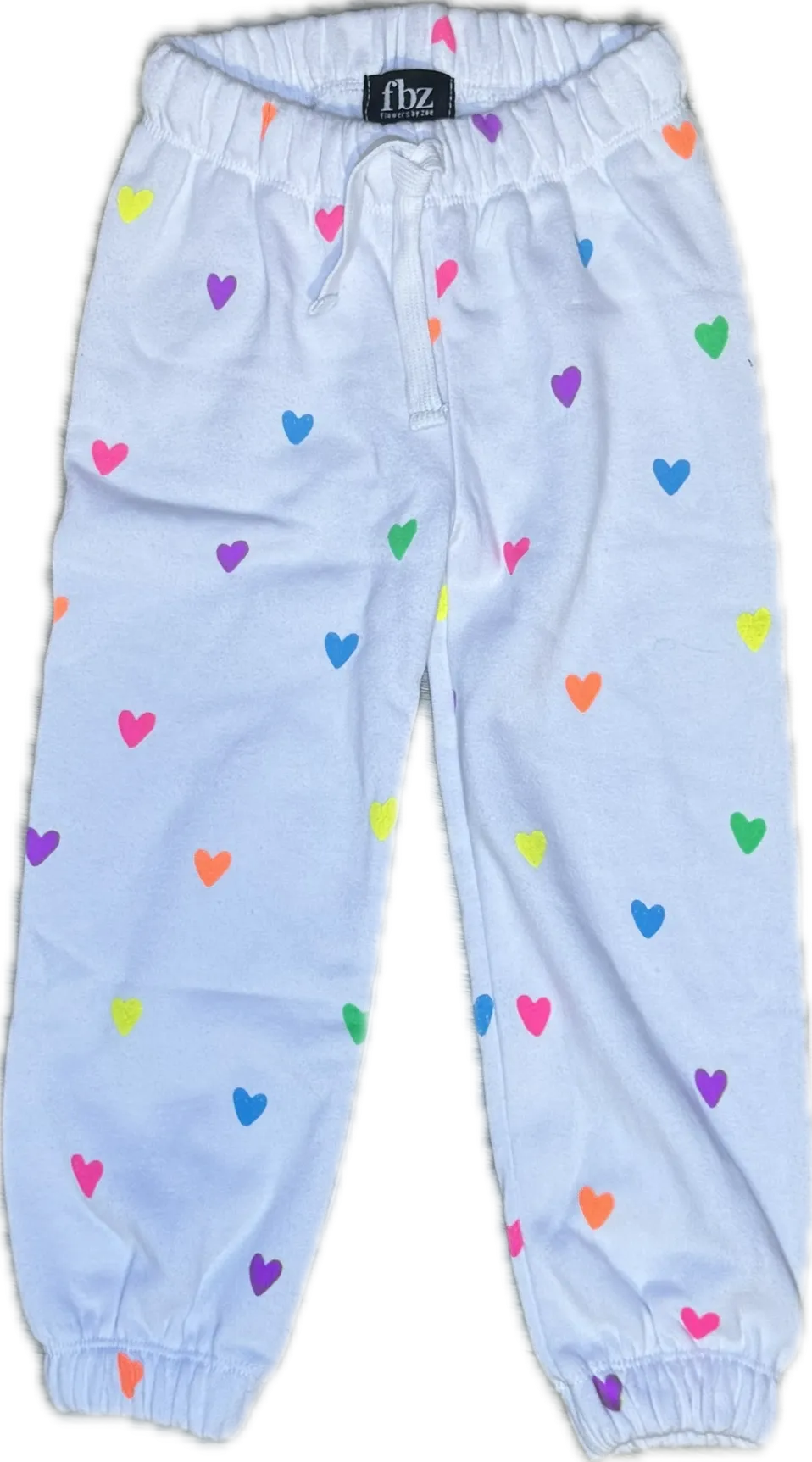 Flowers By Zoe-  Multi Color Heart Pants (White)