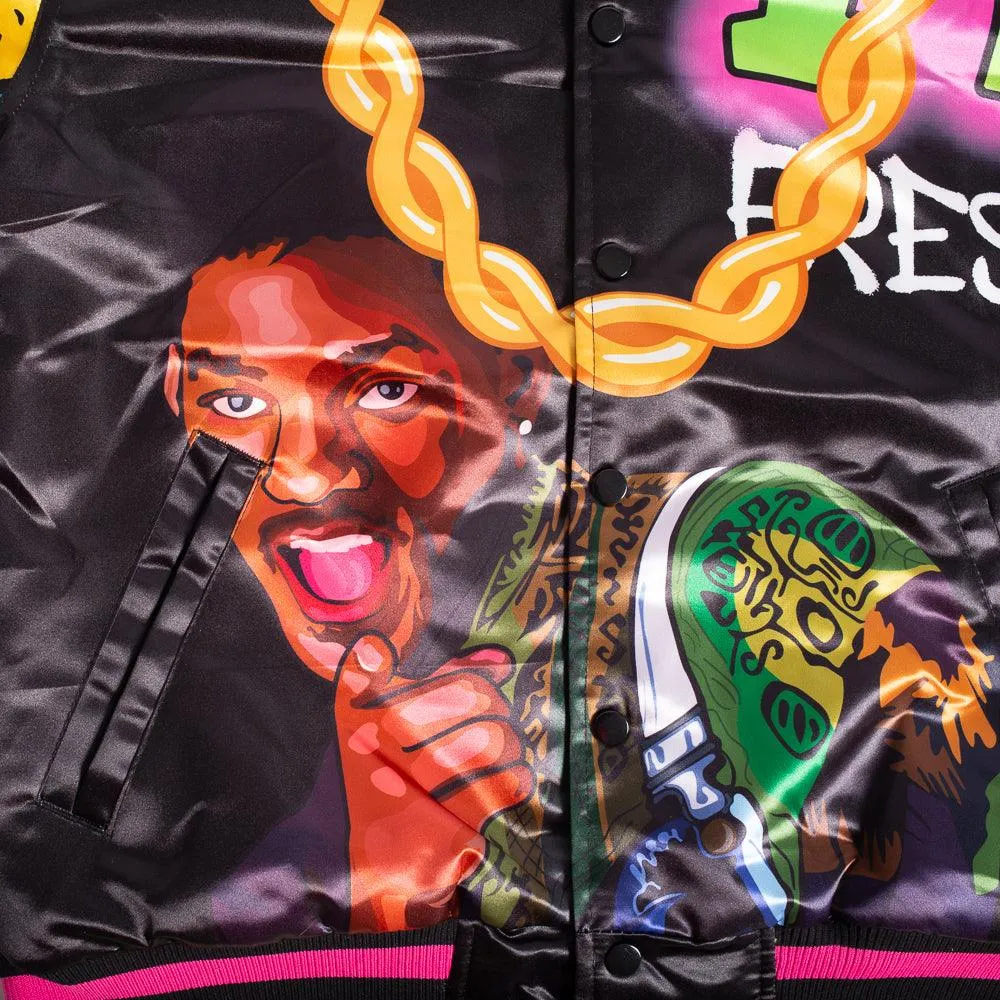 FRESH PRINCE FRESH AIR GRAFFITI YOUTH SATIN JACKET BLACK