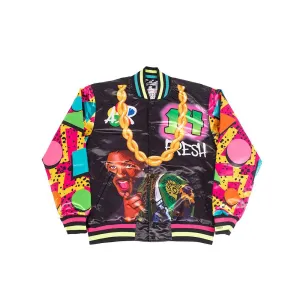 FRESH PRINCE FRESH AIR GRAFFITI YOUTH SATIN JACKET BLACK