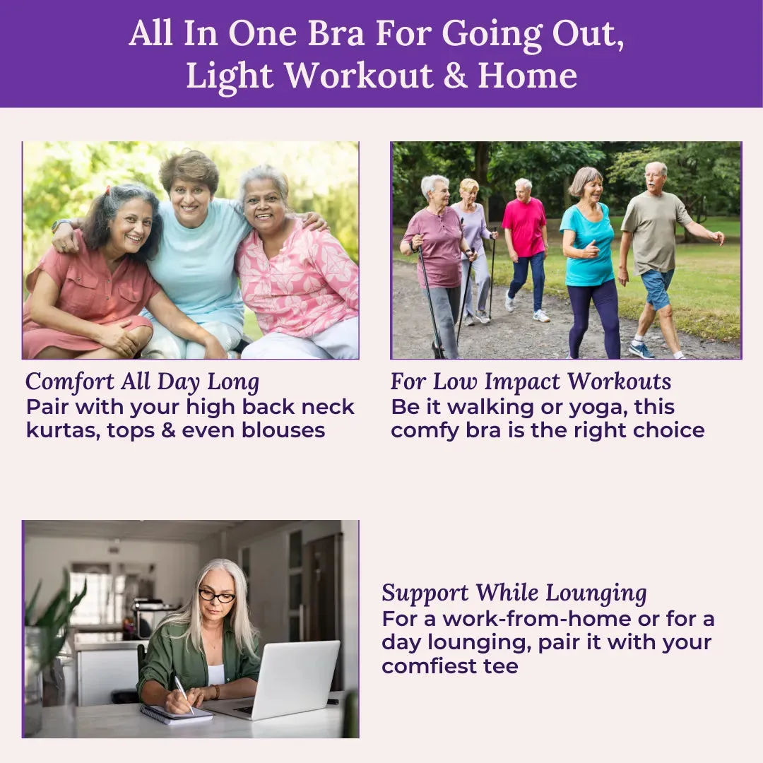Front Open Bra For Elderly | Non Padded | Non Wired | Racerback | Full Coverage | 2 Pack