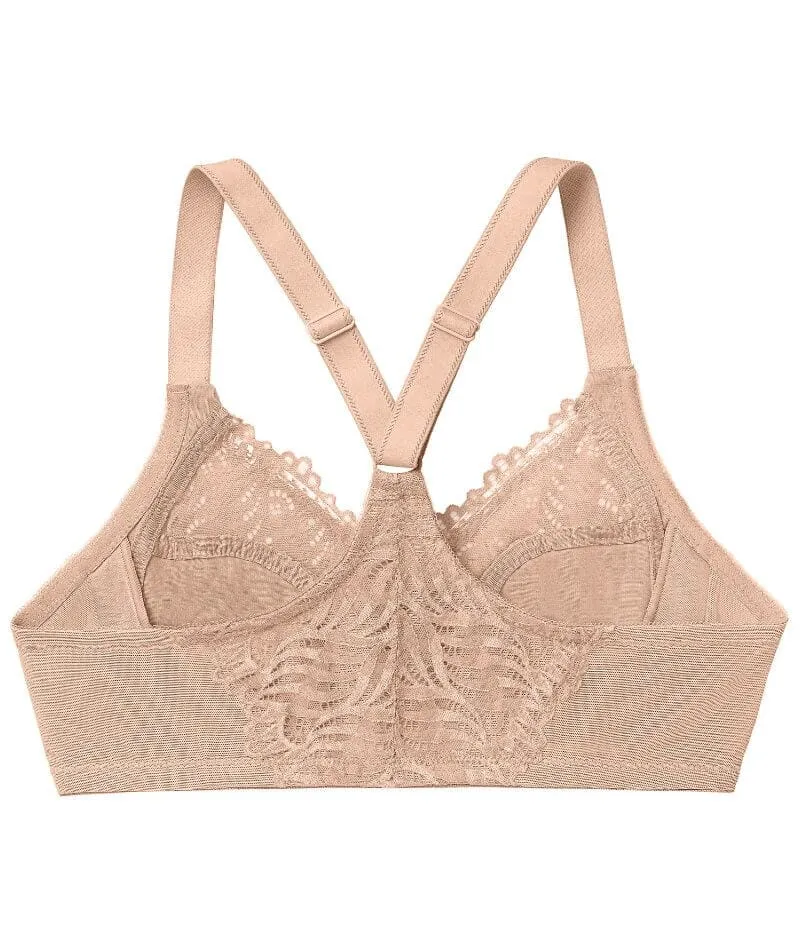Glamorise Front-Closure T-Back WonderWire Bra - Cafe