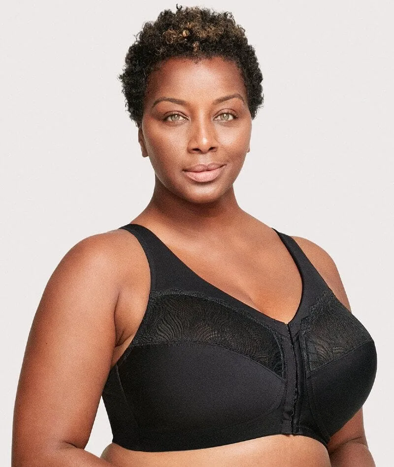Glamorise Magiclift Natural Shape Wire-Free Front-Closure Bra - Black