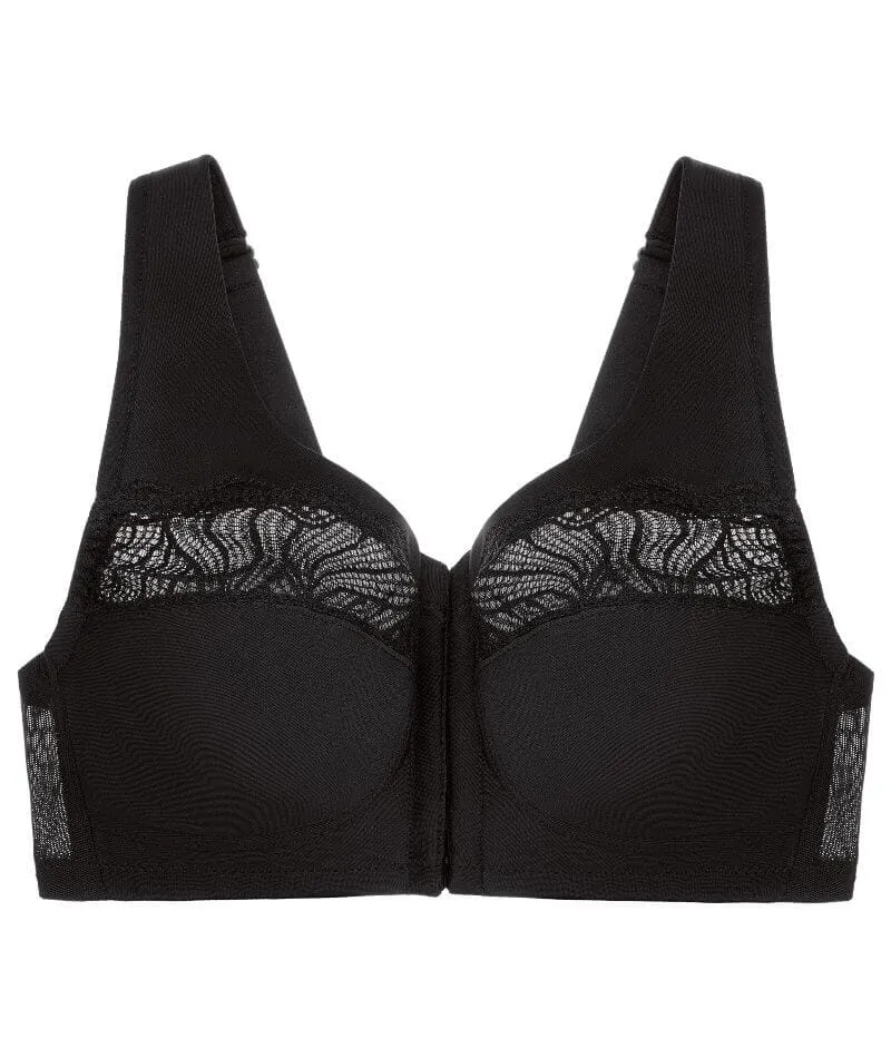 Glamorise Magiclift Natural Shape Wire-Free Front-Closure Bra - Black