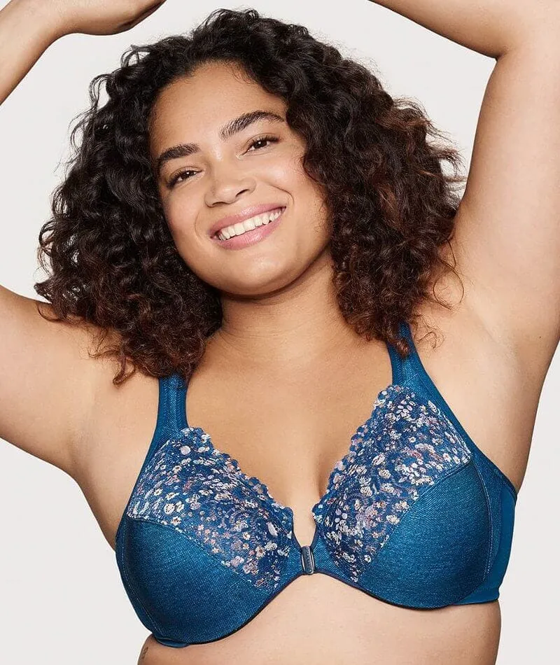 Glamorise WonderWire Front-Closure Bra - Dark Denim