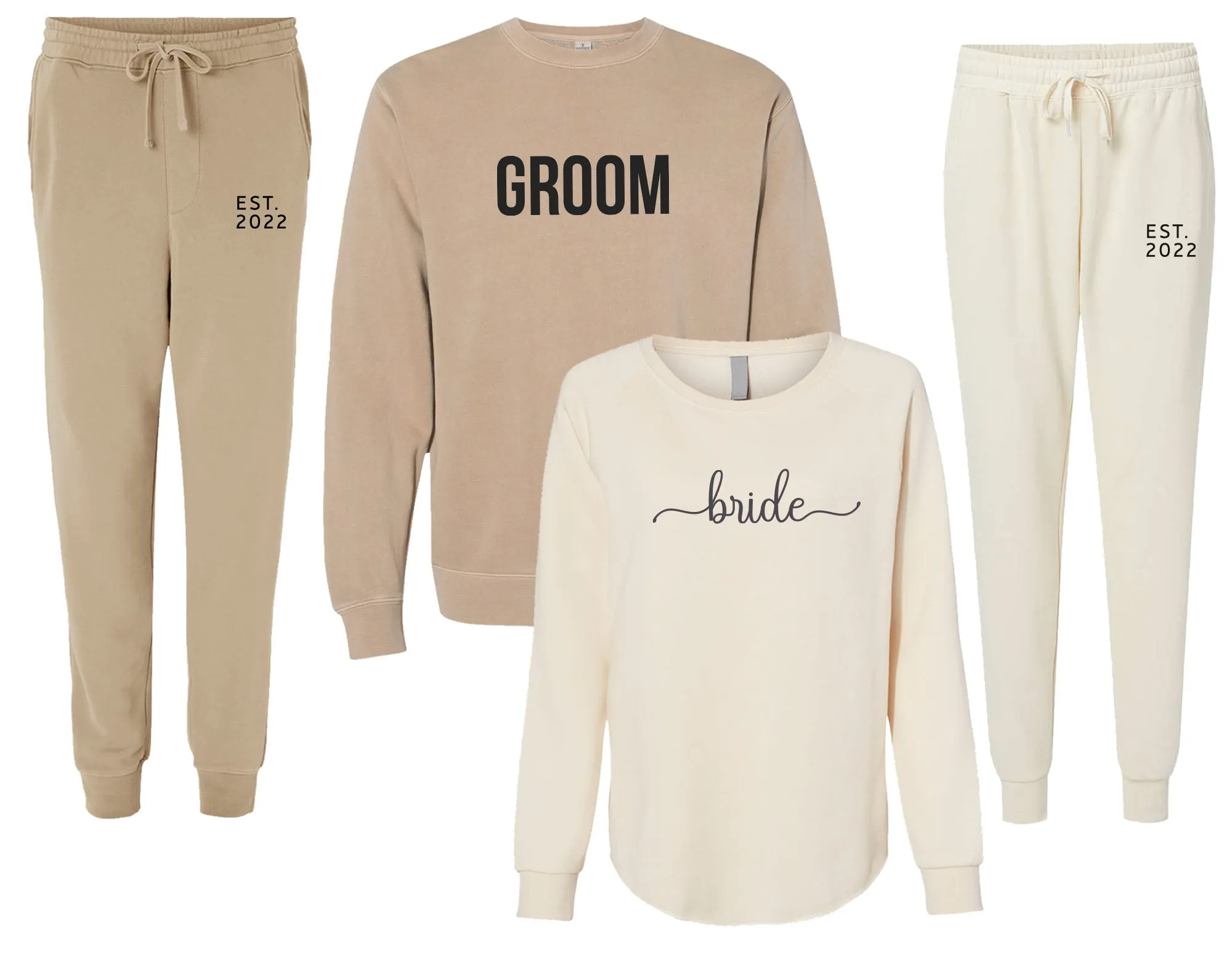 Groom & Bride Couple Matching Set, Sweatshirt and Sweatpants Set, Bridal Gift, Groom Gift, Bride Sweatshirt and Joggers, Bride Sweater