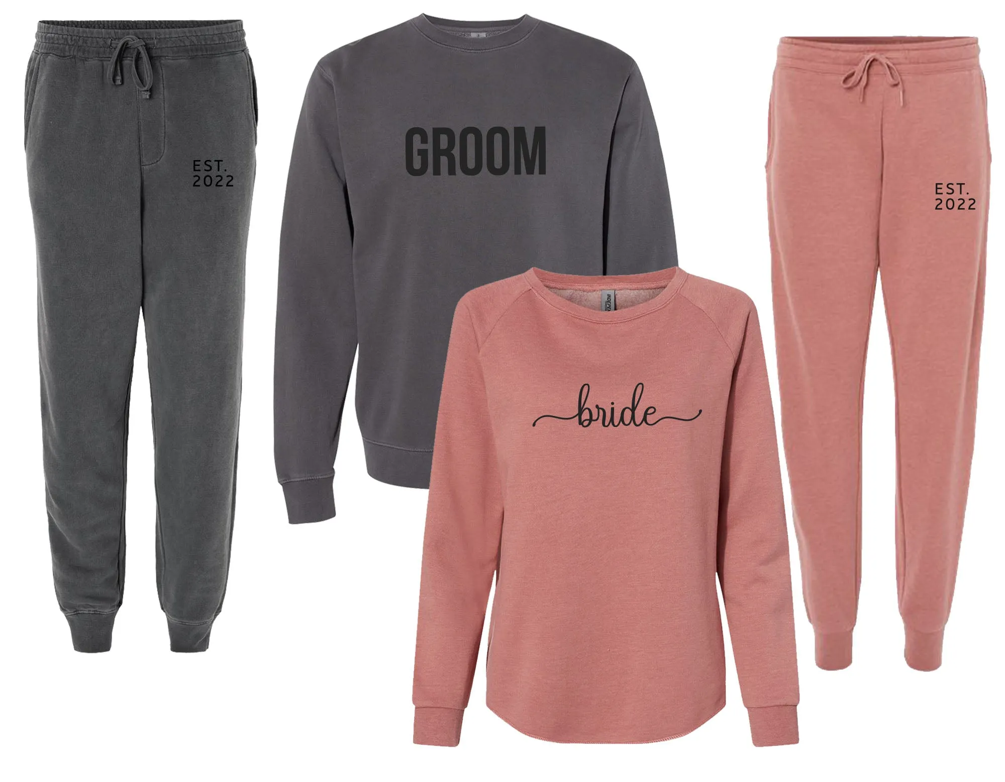 Groom & Bride Couple Matching Set, Sweatshirt and Sweatpants Set, Bridal Gift, Groom Gift, Bride Sweatshirt and Joggers, Bride Sweater