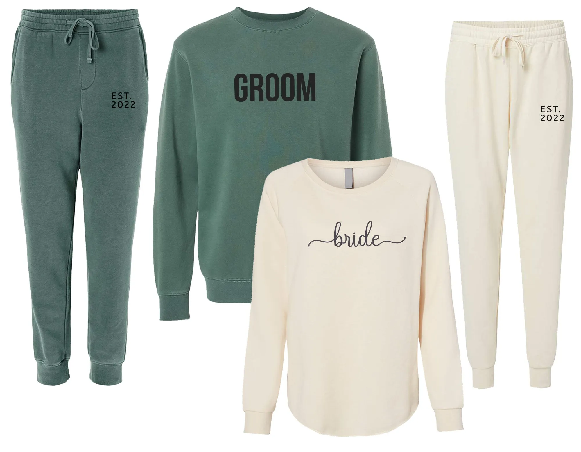 Groom & Bride Couple Matching Set, Sweatshirt and Sweatpants Set, Bridal Gift, Groom Gift, Bride Sweatshirt and Joggers, Bride Sweater