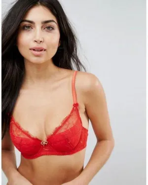 Hide and Seek Padded Plunge Bra - Red -