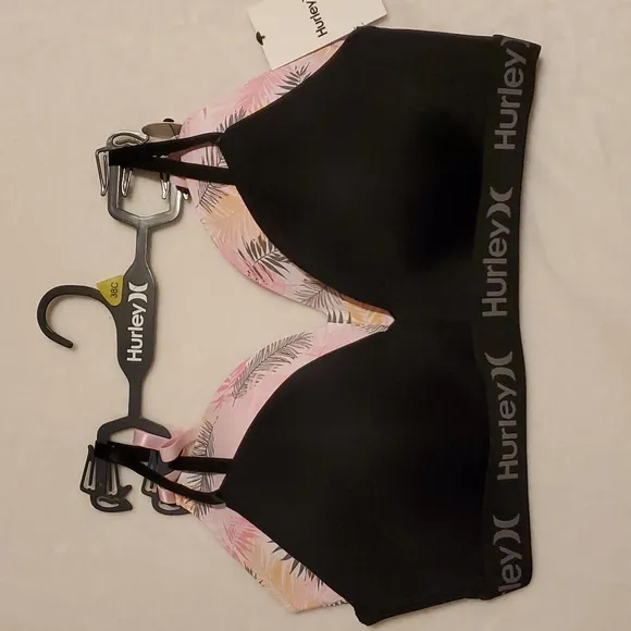Hurley Padded Wireless Black &amp; Tropical Bras - 2 Pack