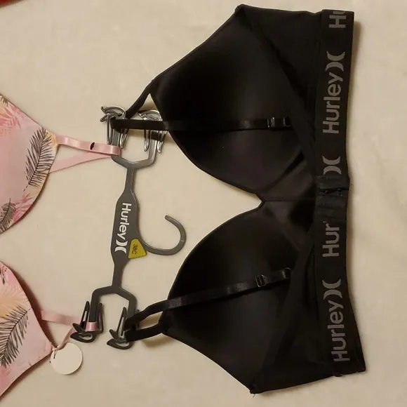 Hurley Padded Wireless Black &amp; Tropical Bras - 2 Pack