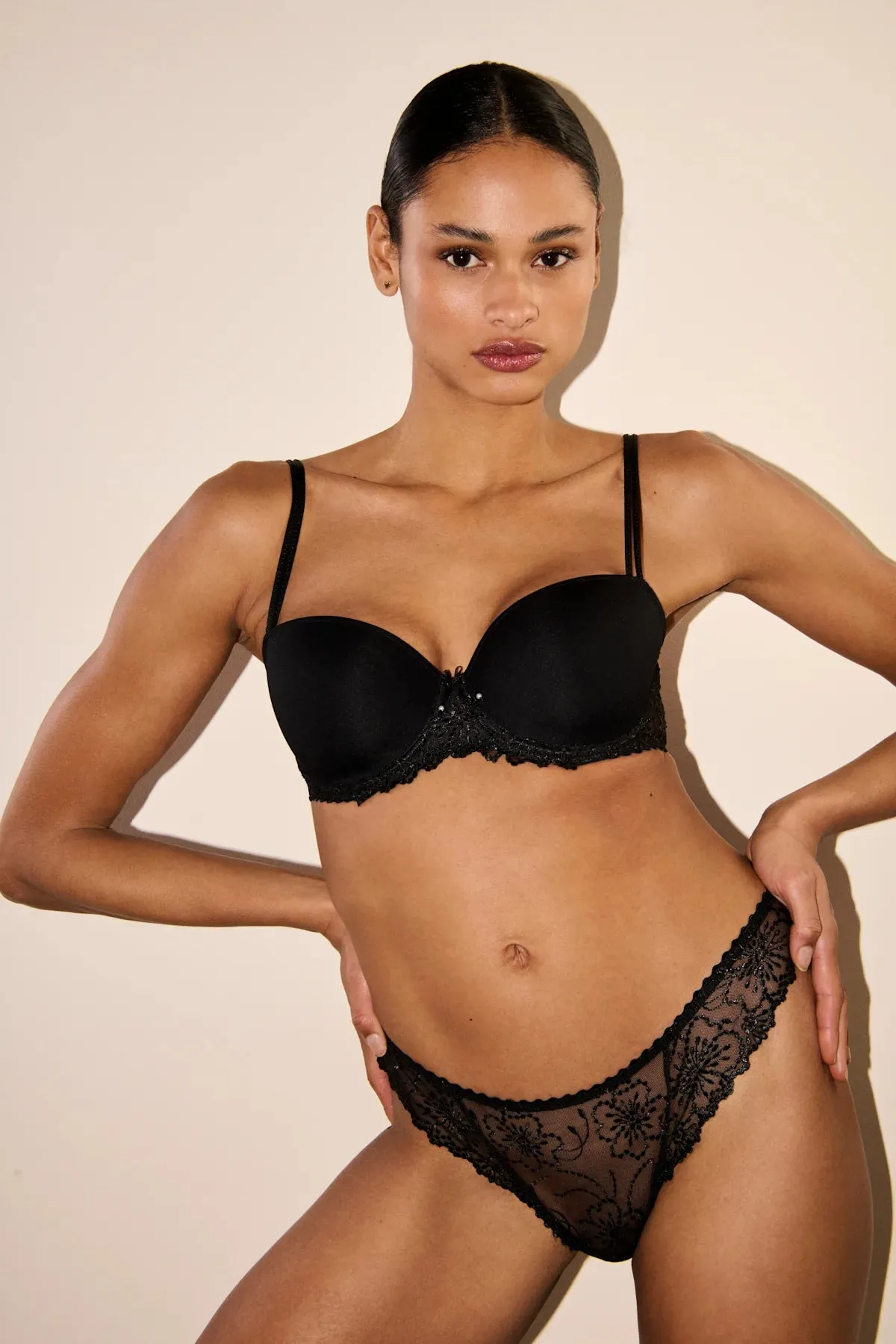 Jane Padded Balcony Bra In Black