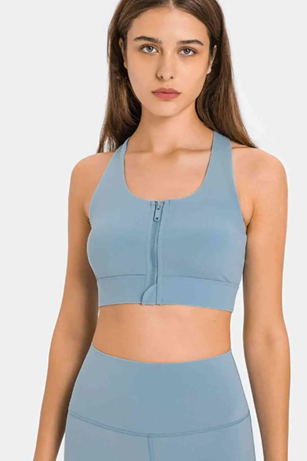 Kambrie Zip Up Racerback Sports Bra