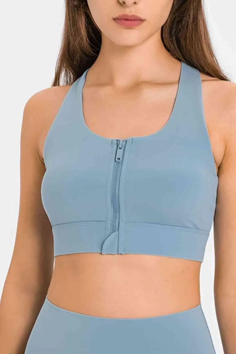 Kambrie Zip Up Racerback Sports Bra