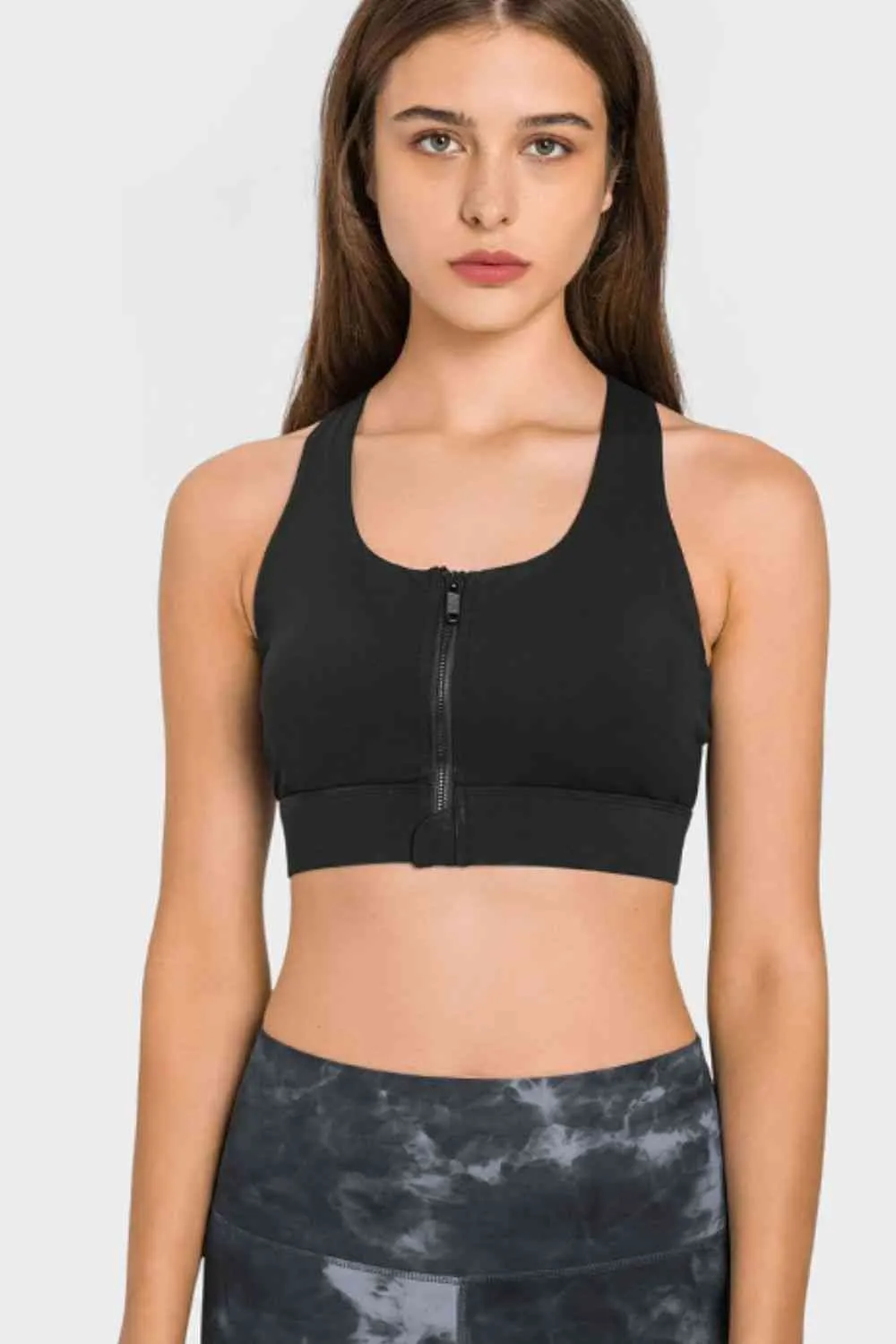 Kambrie Zip Up Racerback Sports Bra