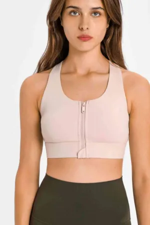 Kambrie Zip Up Racerback Sports Bra