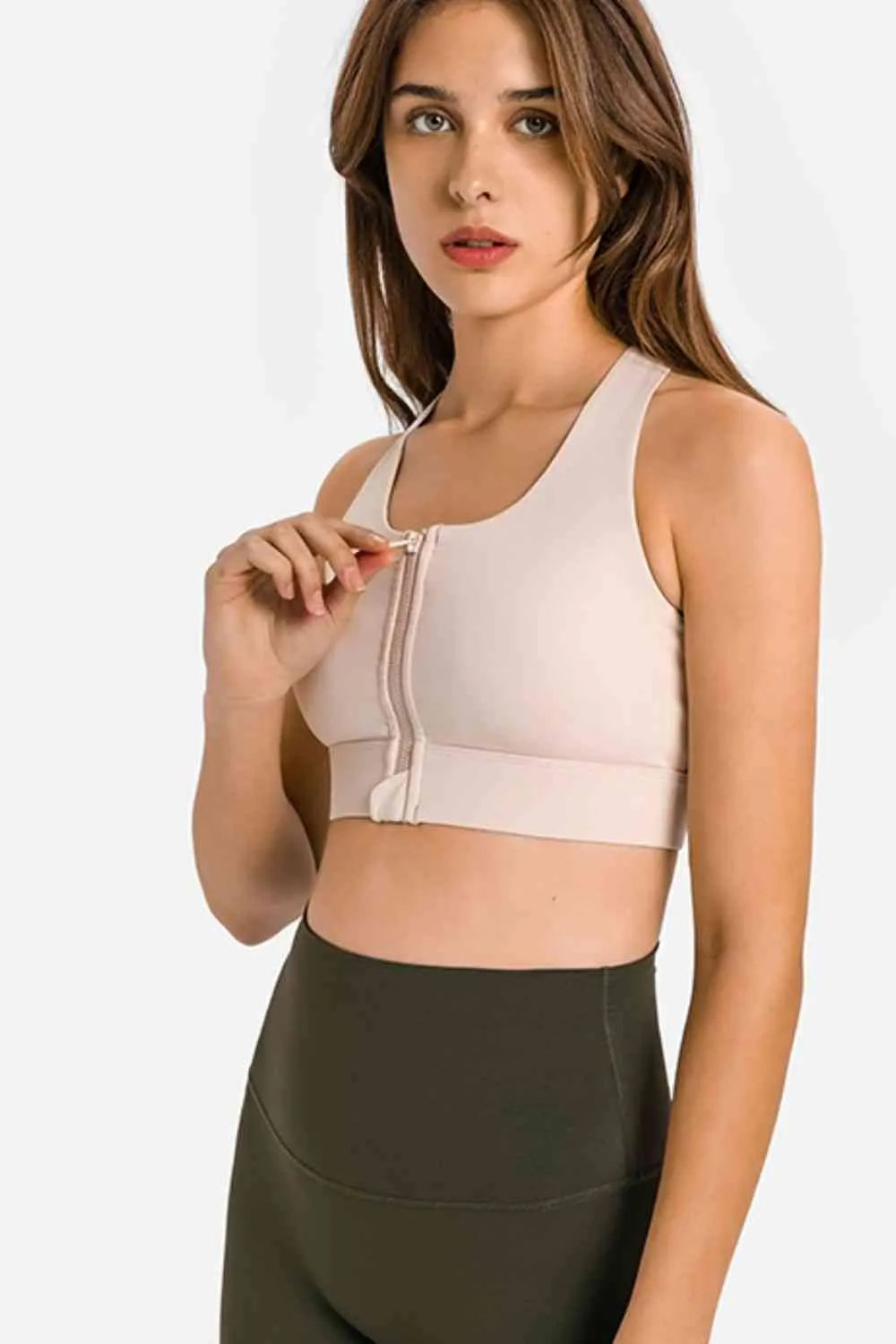 Kambrie Zip Up Racerback Sports Bra