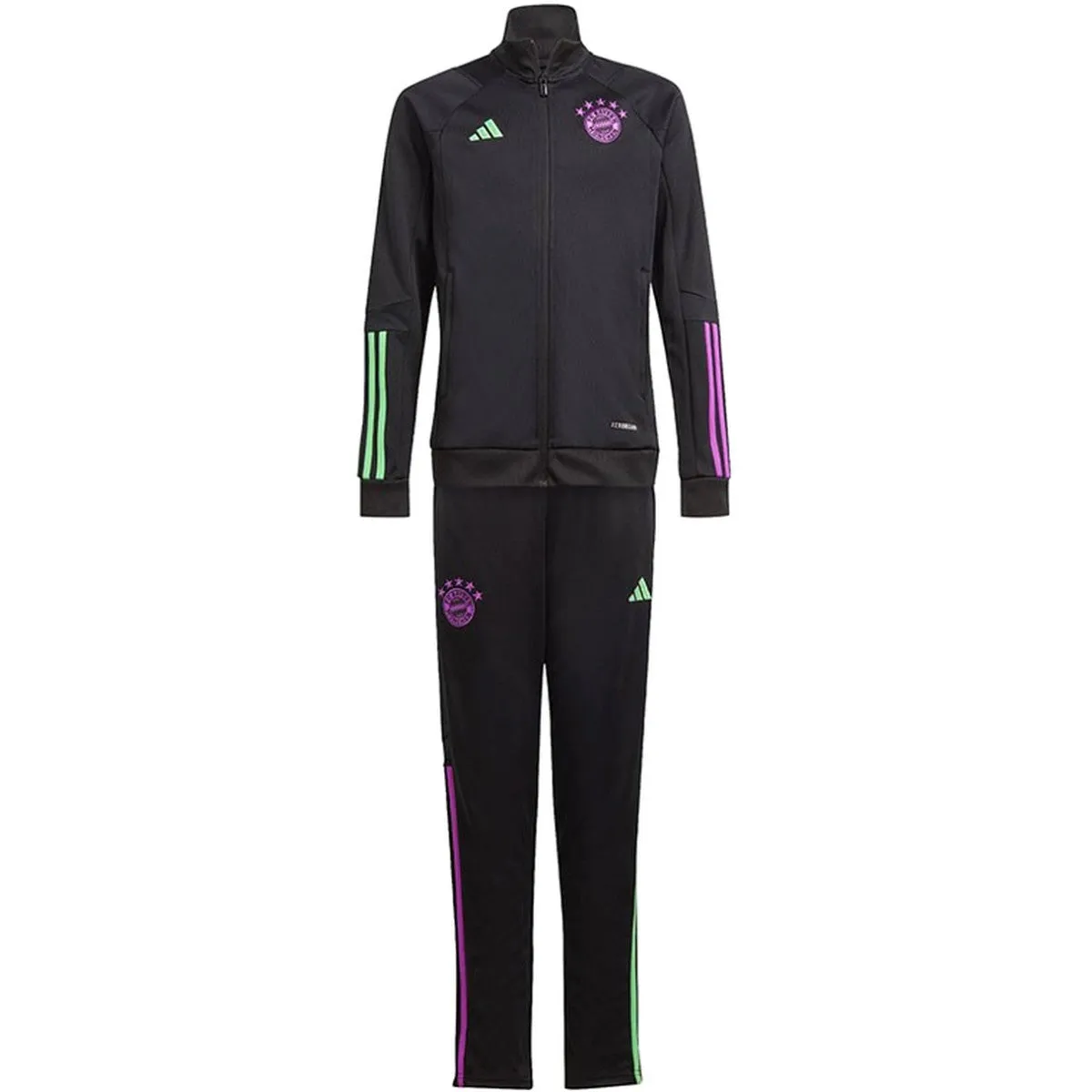 Kids - Bayern Munich black training bench tracksuit 2023/24 - Adidas