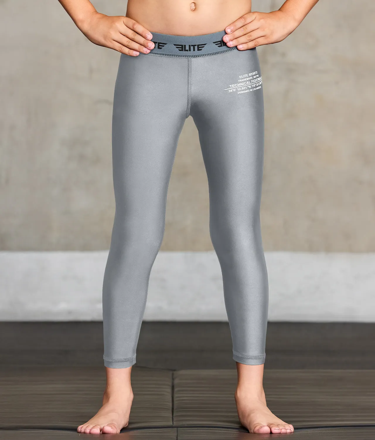 Kids' Plain Gray Compression No-Gi BJJ Spats