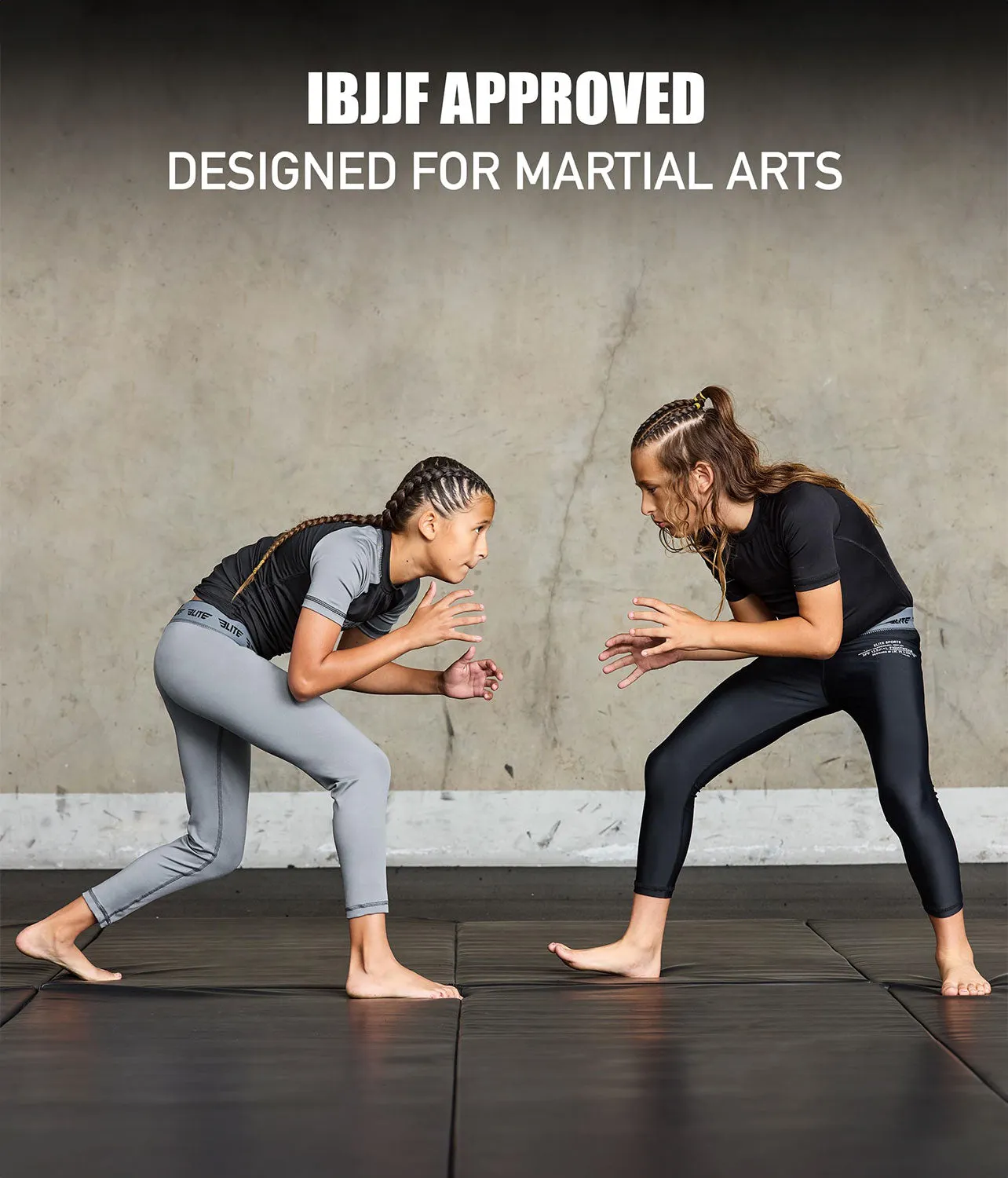 Kids' Plain Gray Compression No-Gi BJJ Spats