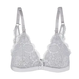 Lace Nursing Bralette - French Grey