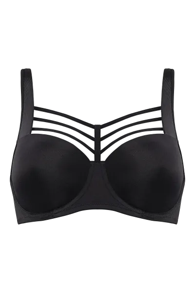Leading Strings Plunge Balcony Wired Padded Bra - Black -