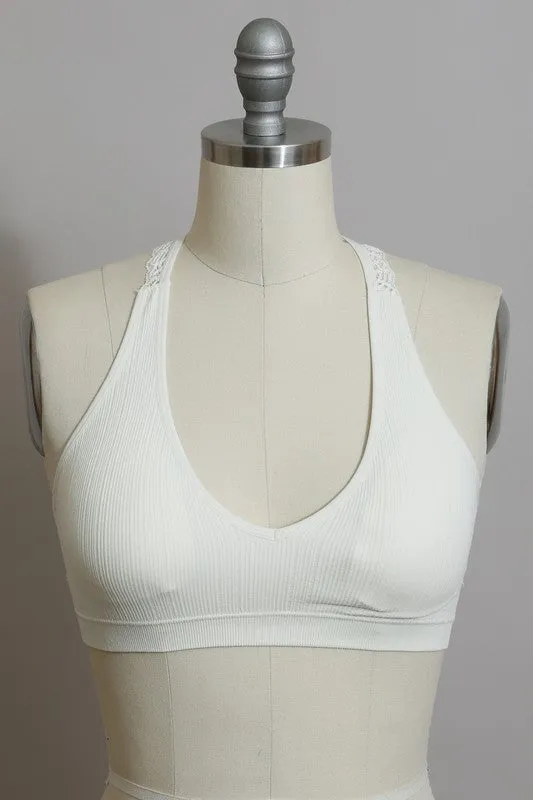 Leto Seamless Front Lace Racerback Bralette