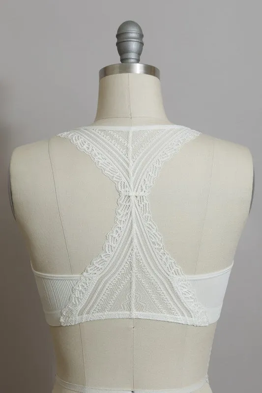 Leto Seamless Front Lace Racerback Bralette