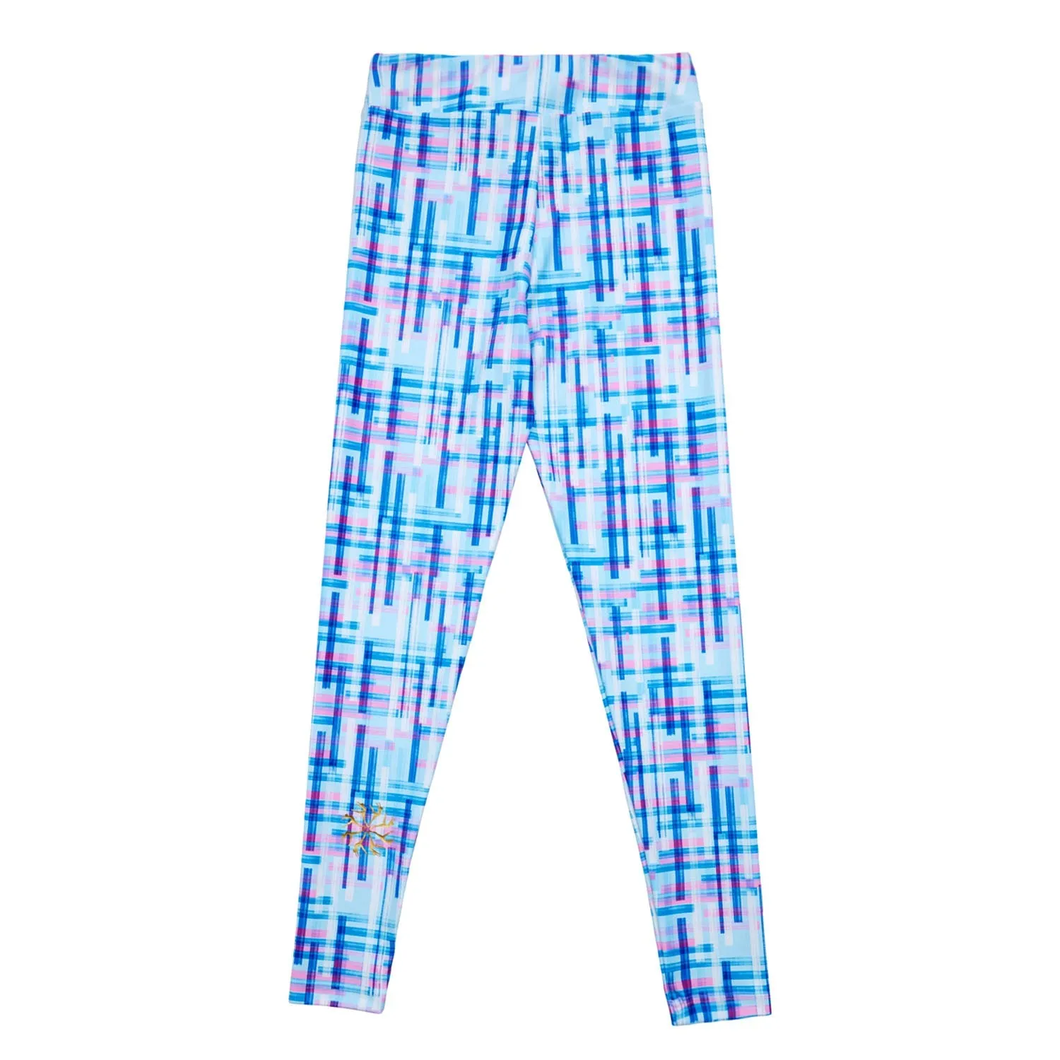 Long Legging in Blue Grid Print
