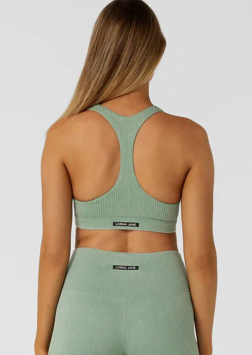 Lorna Jane Never Better Washed Seamless Sports Bra - Washed Green Juice