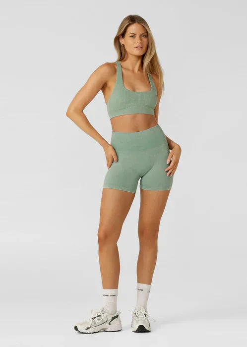 Lorna Jane Never Better Washed Seamless Sports Bra - Washed Green Juice