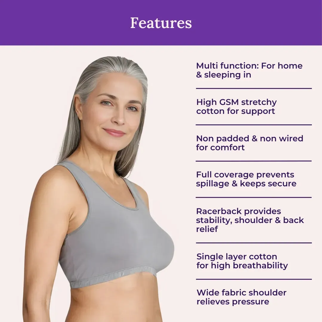 Lounge/Home Bra For Elderly | Non Padded | Non Wired | Racerback | Full Coverage | 2 Pack