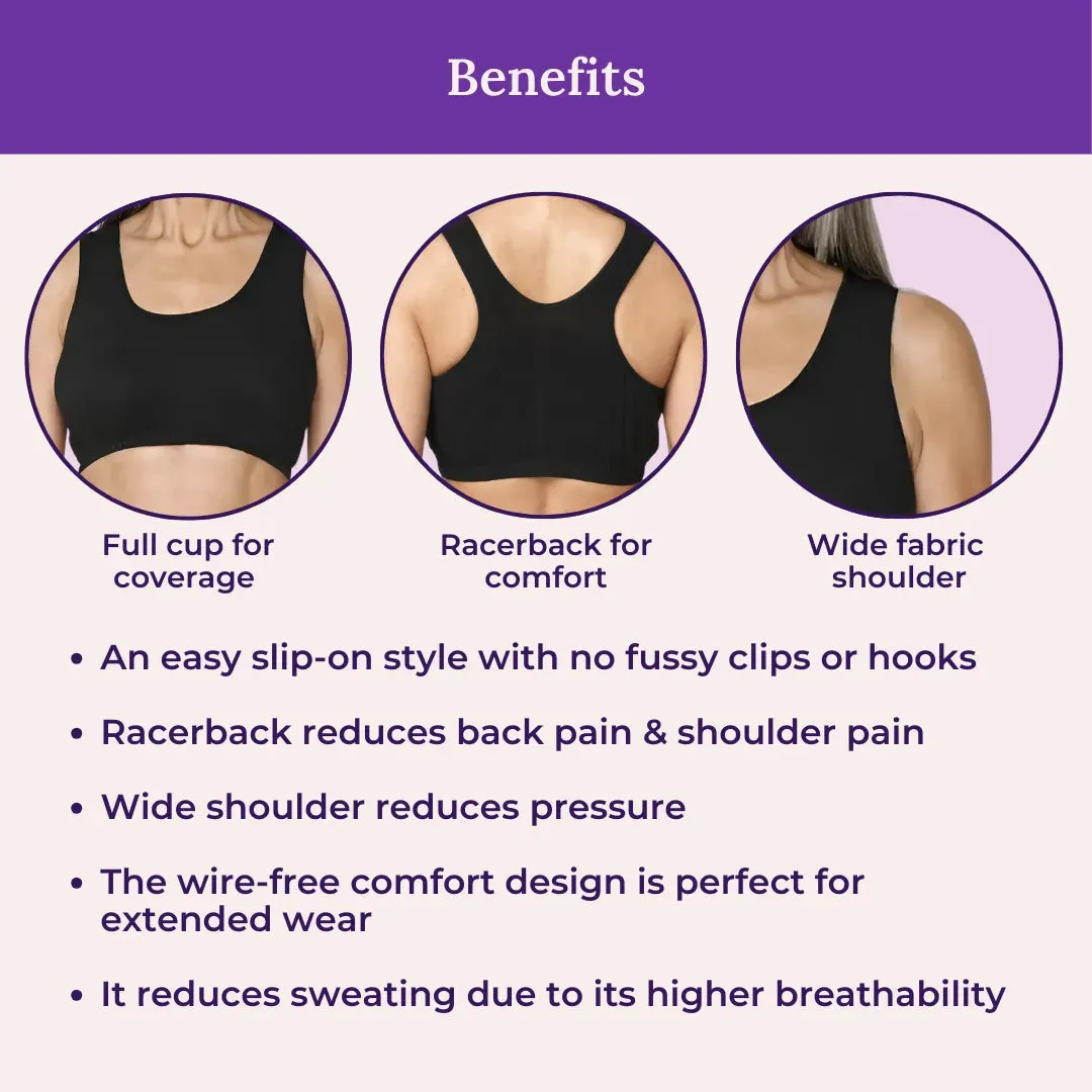 Lounge/Home Bra For Elderly | Non Padded | Non Wired | Racerback | Full Coverage | 3 Pack