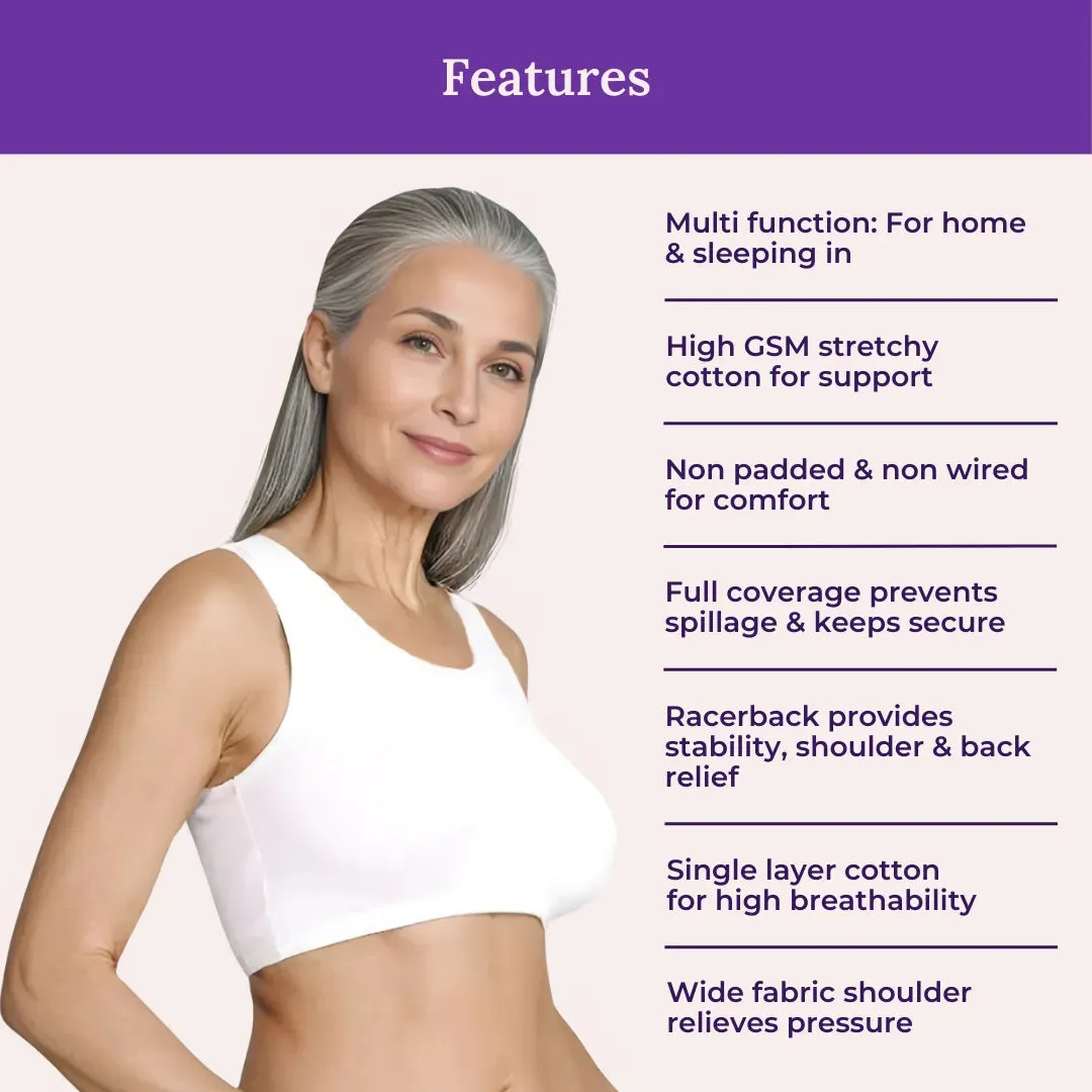Lounge/Home Bra For Elderly | Non Padded | Non Wired | Racerback | Full Coverage | 3 Pack
