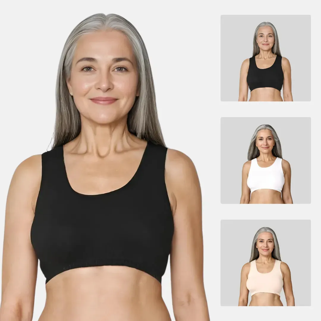 Lounge/Home Bra For Elderly | Non Padded | Non Wired | Racerback | Full Coverage | 3 Pack