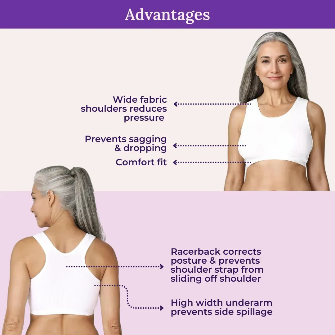 Lounge/Home Bra For Elderly | Non Padded | Non Wired | Racerback | Full Coverage | 3 Pack