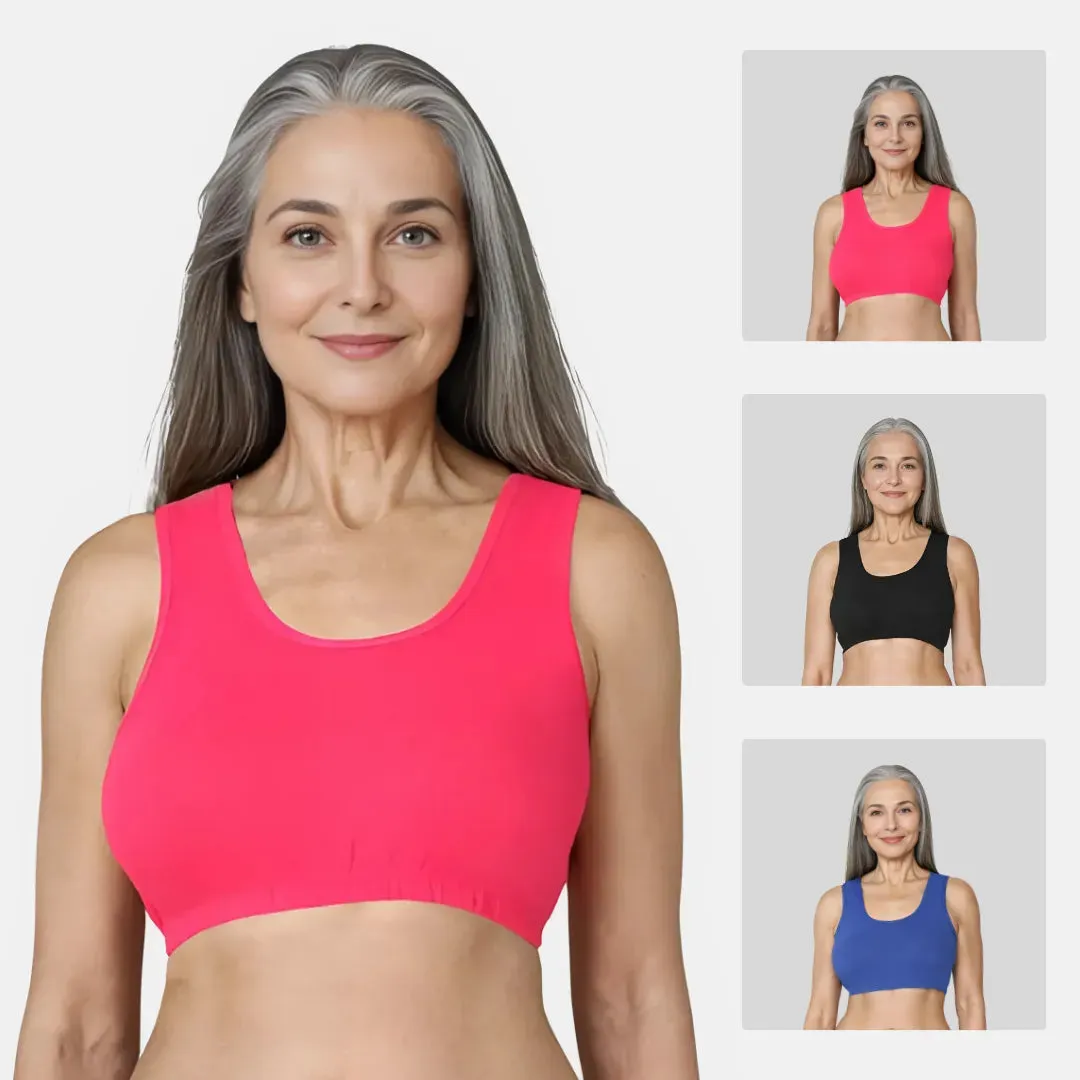 Lounge/Home Bra For Elderly | Non Padded | Non Wired | Racerback | Full Coverage | 3 Pack