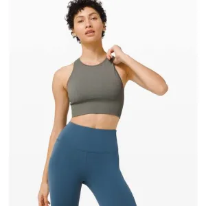 Lululemon Ebb to Train medium support C/D cup racerback bra Grey Sage size 4