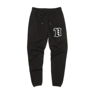 Men's - House of V - Black Varsity Chenille Patch Organic Cotton Sweatpants