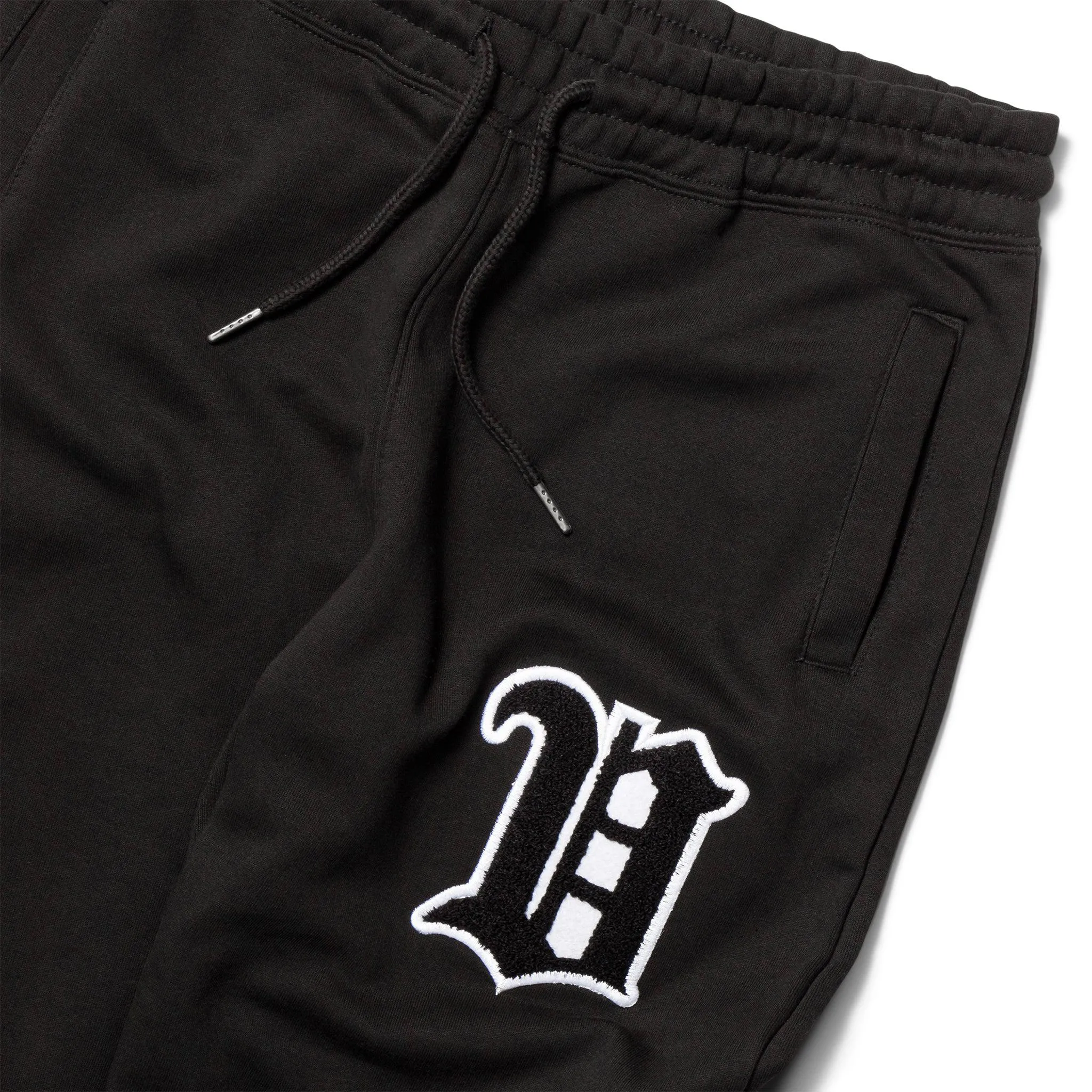 Men's - House of V - Black Varsity Chenille Patch Organic Cotton Sweatpants