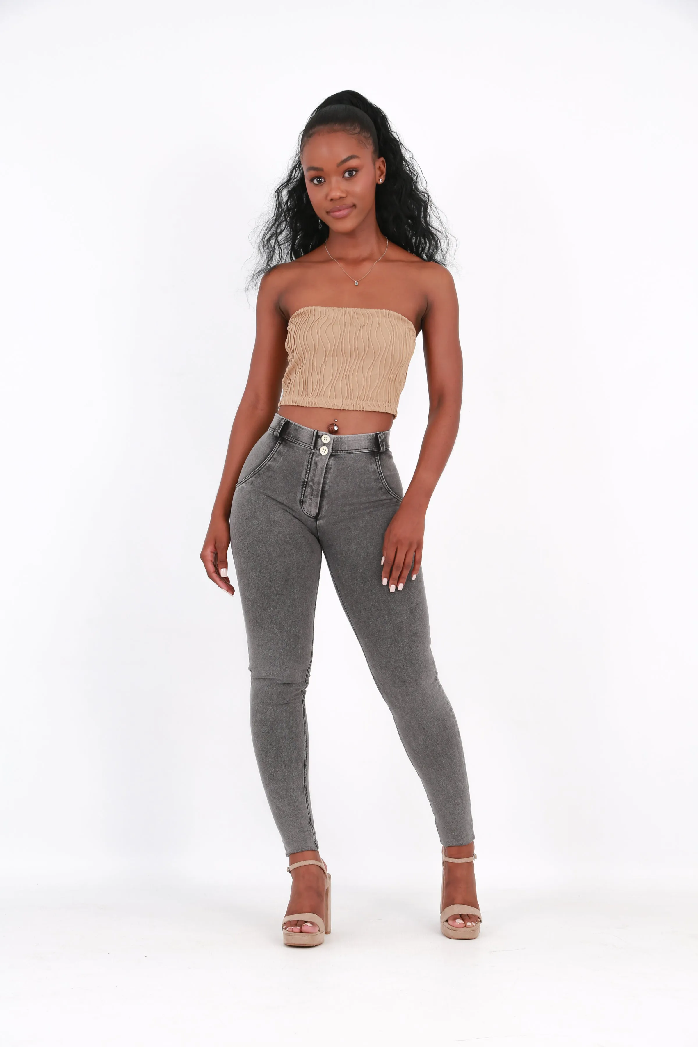 Mid waist  Butt lifting Shaping Jeans/Jeggings -  Black stone