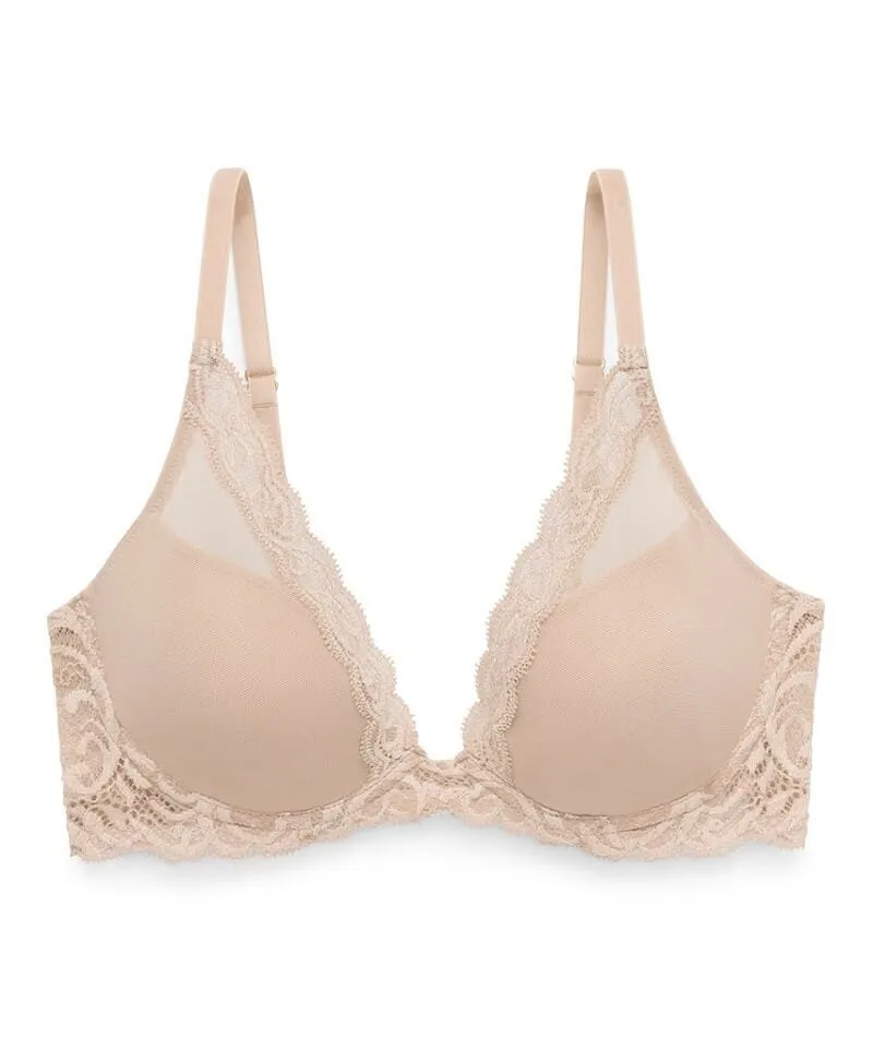 Natori Feathers Lightly Padded Wired Plunge Bra - Cafe