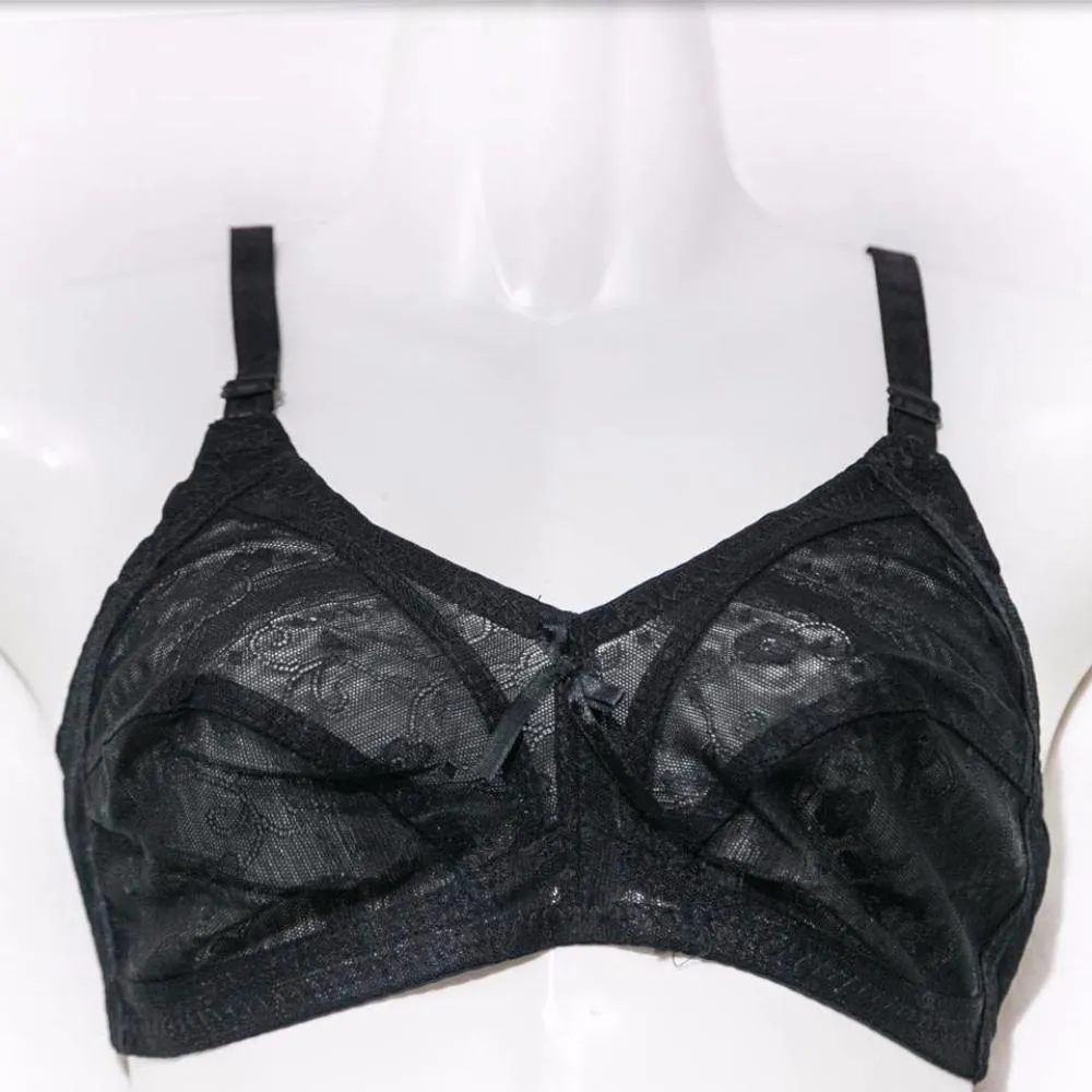 Net Non Padded Bra - Black - See Through Bra