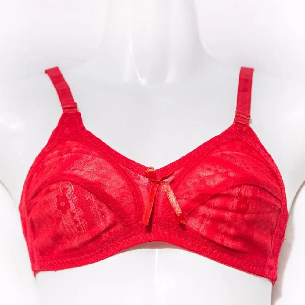 Net Non Padded Bra - Red - See Through Bra