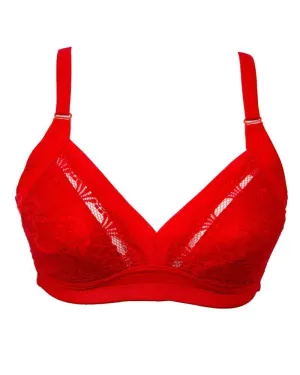 Net Thin Bra 2803 Pure Comfort Red- Non Padded,Non Wired - Sha Fen Ya