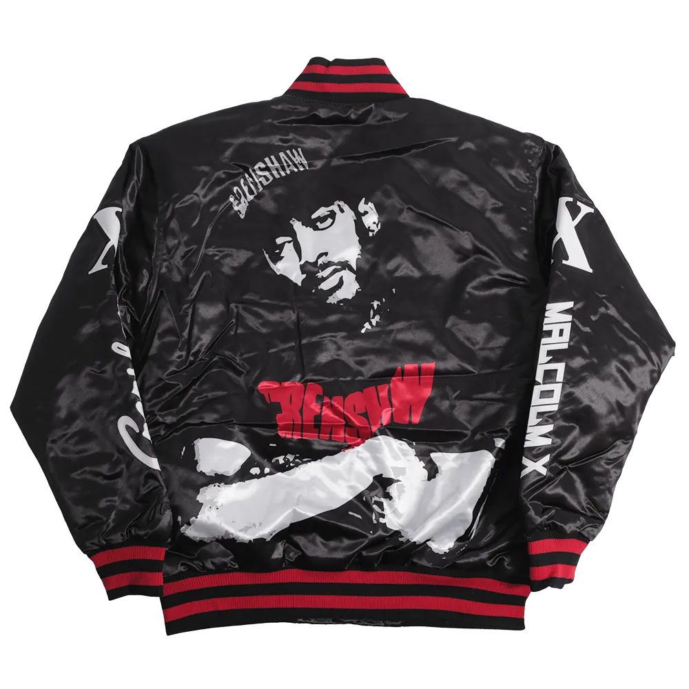 NIPSEY HUSSLE MALCOLM X SATIN JACKET RED