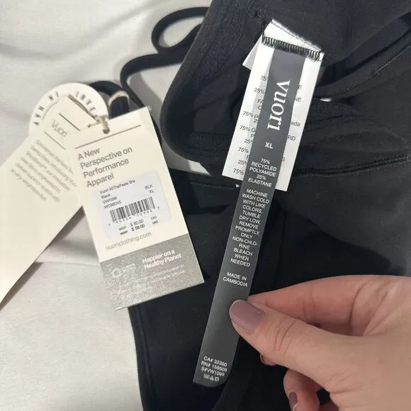 NWT $58 Vuori [ XL ] AllTheFeels Sports Bra in Black #6351