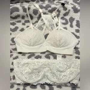 NWT Aerie Lace Wireless Padded Balconette Bra &amp; Strapless Bandeau Size 34D